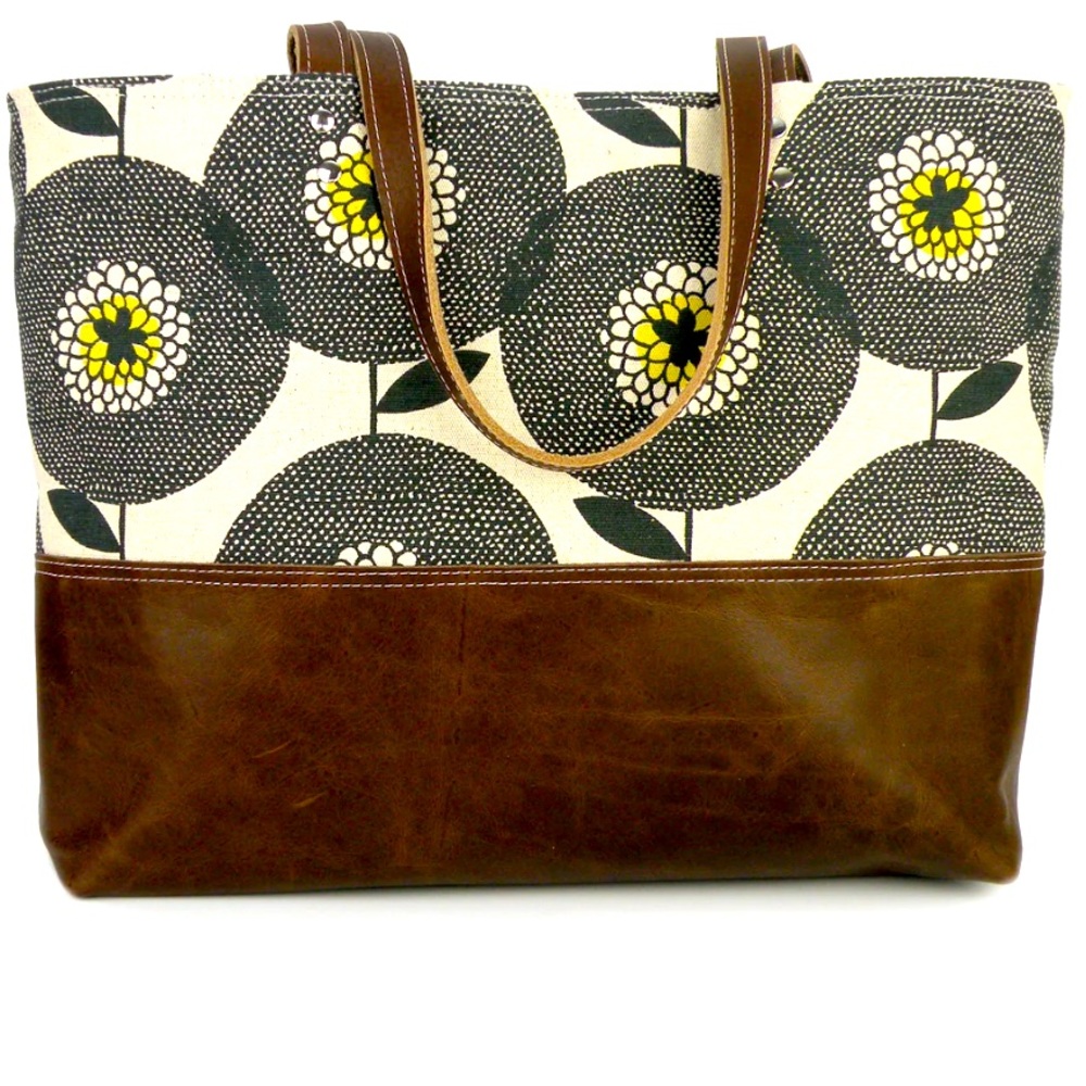 Carryall Tote in Flowerfields Canvas red staggerwing bag